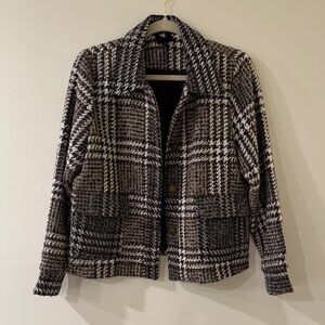 Plaid Women's Jacket - purple, gold, and white tweed